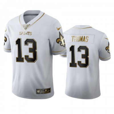 New Orleans Saints #13 Michael Thomas Men's Nike White Golden Edition Vapor Limited NFL 100 Jersey Men's